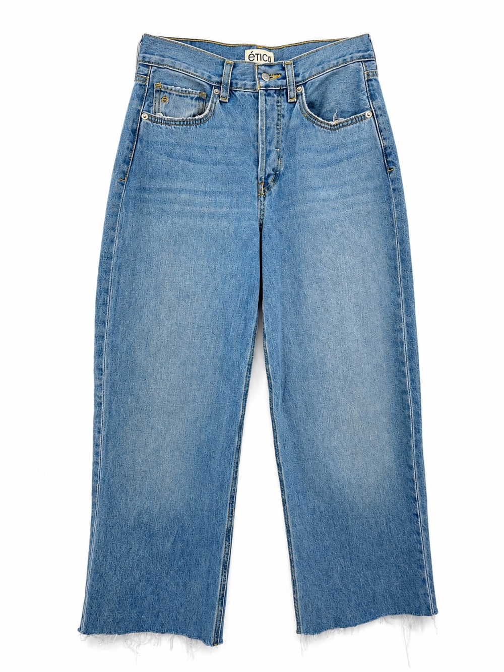 Etica devon wide leg crop light blue raw 0724 hem high rise 27 27x28